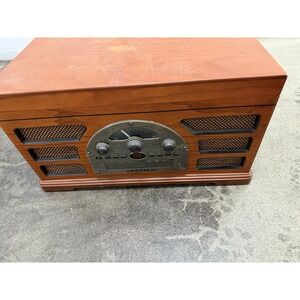 Crosley CR66 Wood-Finished Retro Record Player With CD Player FM Radio Cassette